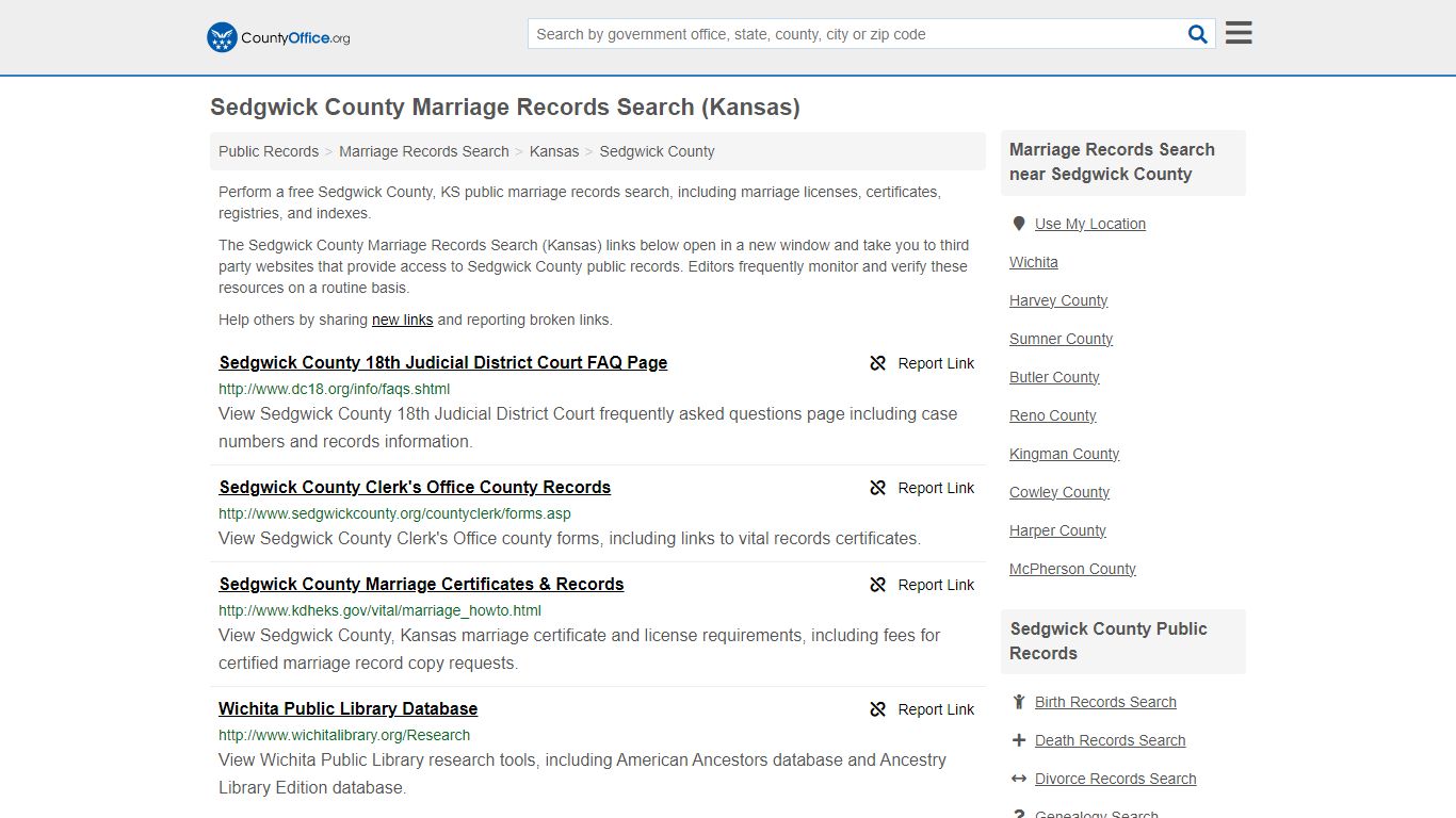 Sedgwick County Marriage Records Search (Kansas) - County Office