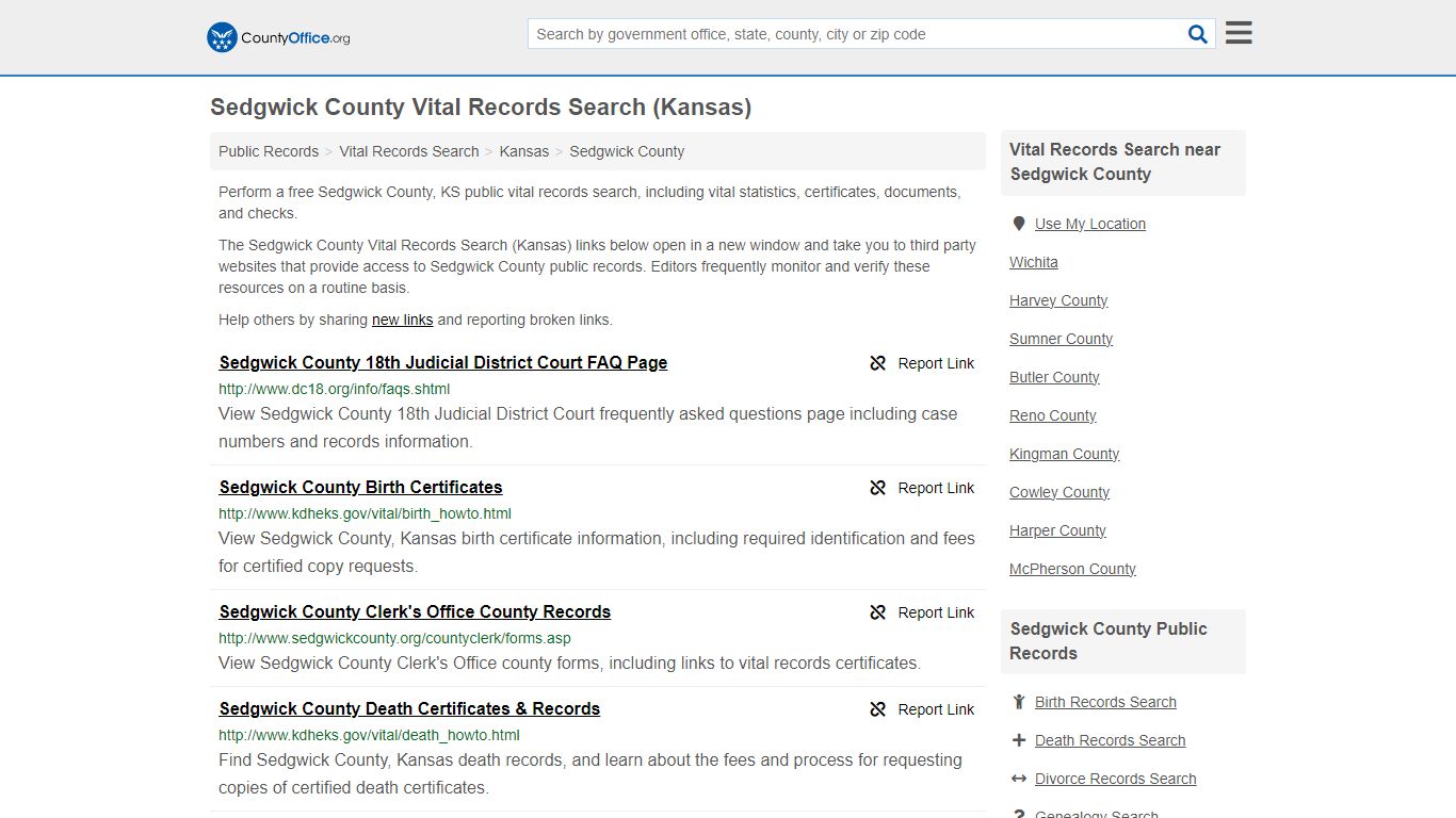 Vital Records Search - Sedgwick County, KS (Birth, Death, Marriage ...